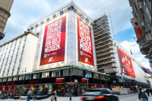 A1 Kampagne auf Gerüstwerbefläche von Popp Vision in der Herrengasse in Wien (1010)